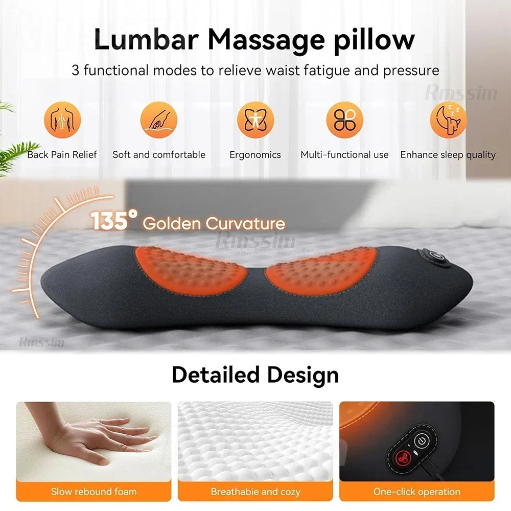 3-in-1 Electric Lumbar Support Pillow | Heat, Vibration & Traction