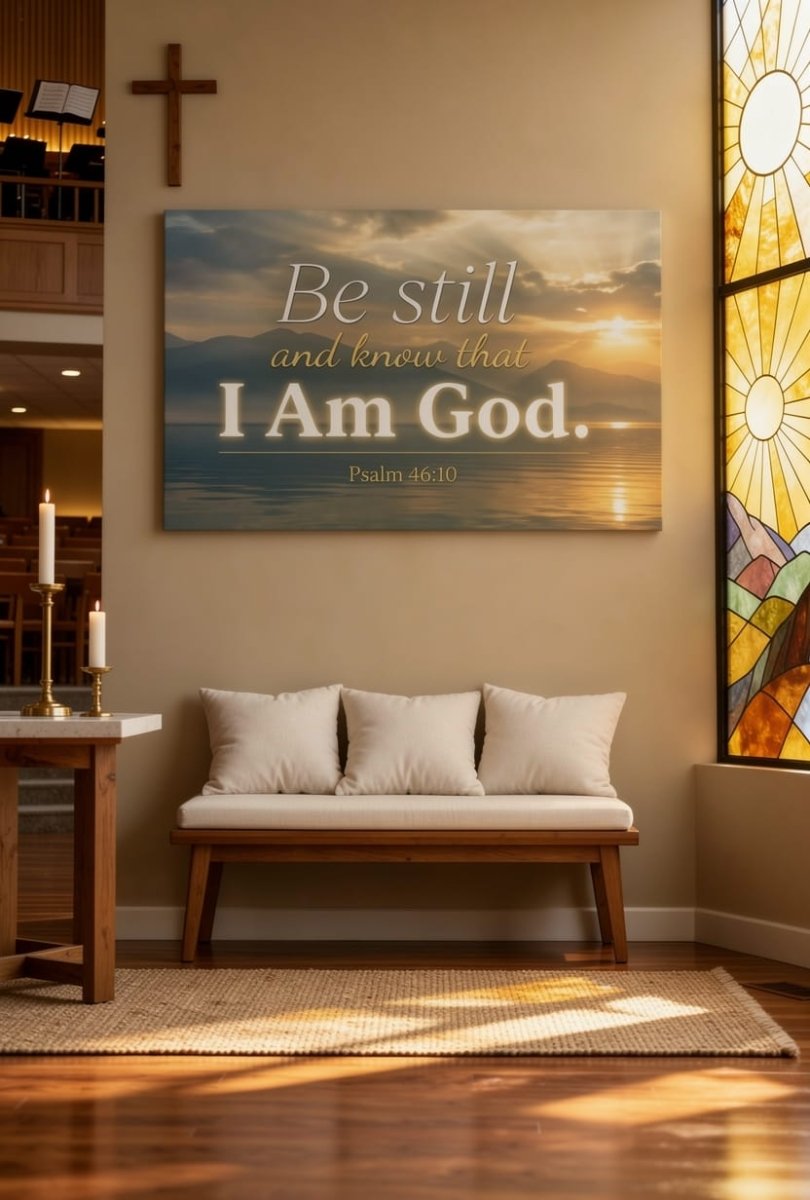 Be Still and Know That I Am God Wall Art – Psalm 46:10 Christian Canvas Print, Faith and Peace Scripture Wall Decor