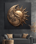 Black and Gold Moon Wall Art – Modern Luxury Canvas Decor