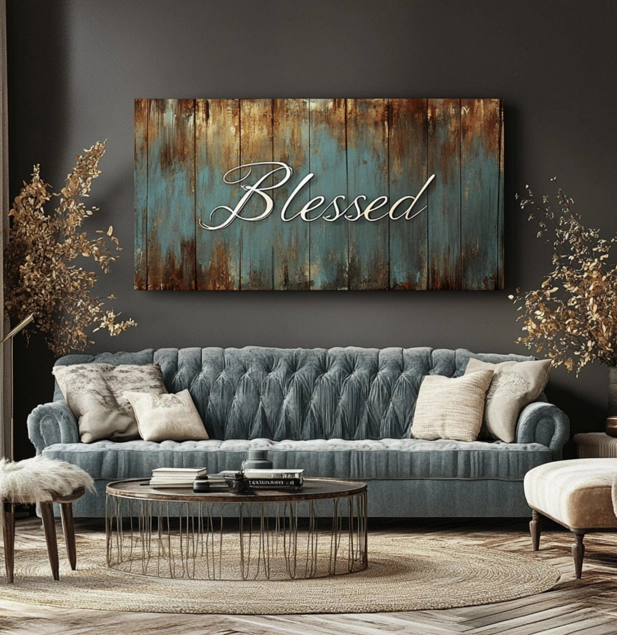 Blessed Canvas Wall Art – Inspirational Farmhouse Décor for Home & Living Room
