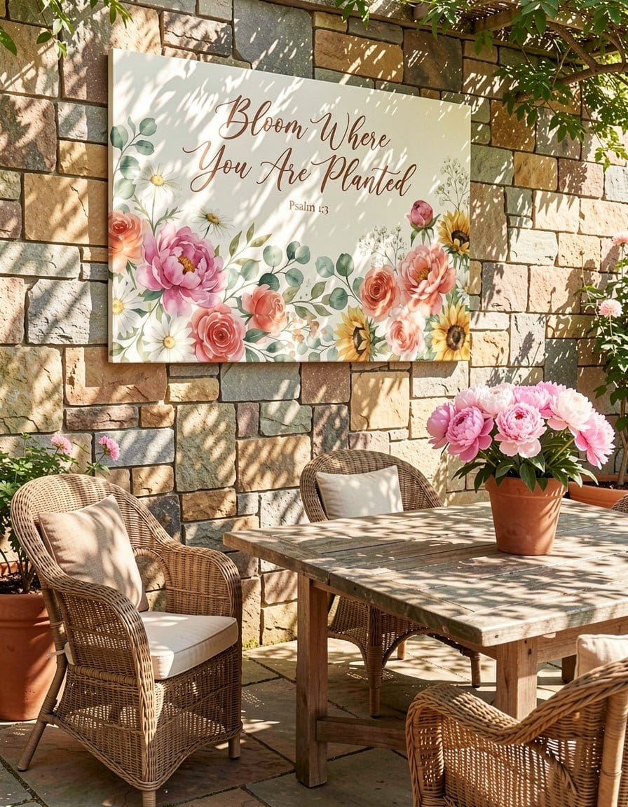 Bloom Where You Are Planted Wall Art – Psalm 1:3 Christian Canvas Print, Inspirational Faith Decor for Growth and Encouragement
