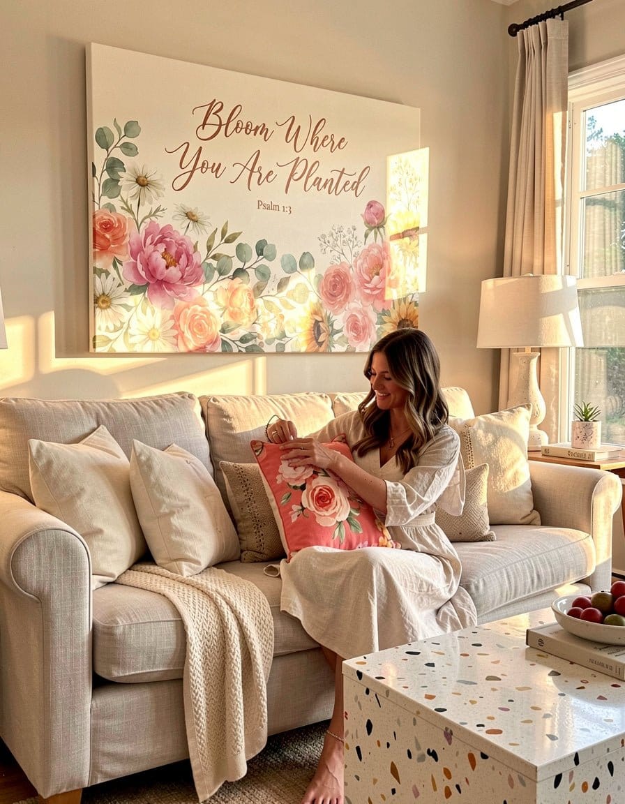 Bloom Where You Are Planted Wall Art – Psalm 1:3 Christian Canvas Print, Inspirational Faith Decor for Growth and Encouragement