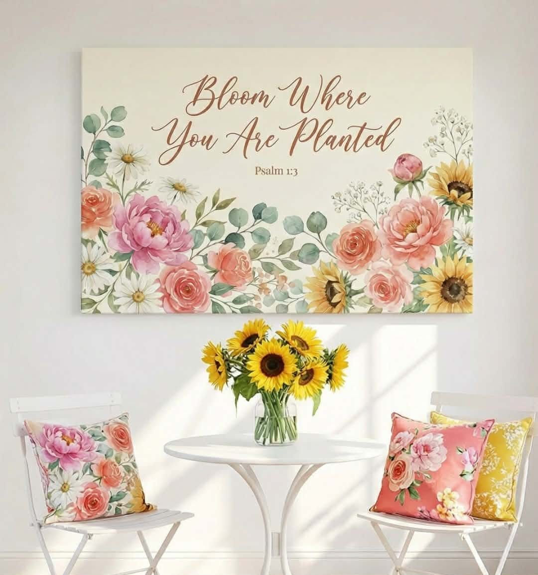 Bloom Where You Are Planted Wall Art – Psalm 1:3 Christian Canvas Print, Inspirational Faith Decor for Growth and Encouragement