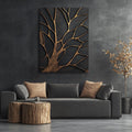 Bronze Branches – Abstract Tree Silhouette Wall Art Canvas