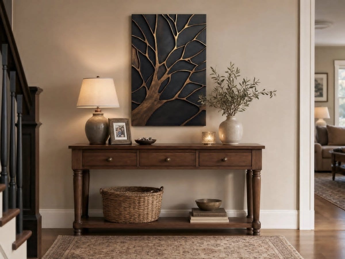 Bronze Branches – Abstract Tree Silhouette Wall Art Canvas