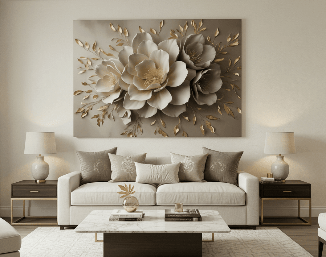 Champagne Petals Bloom Look Floral Canvas Wall Art