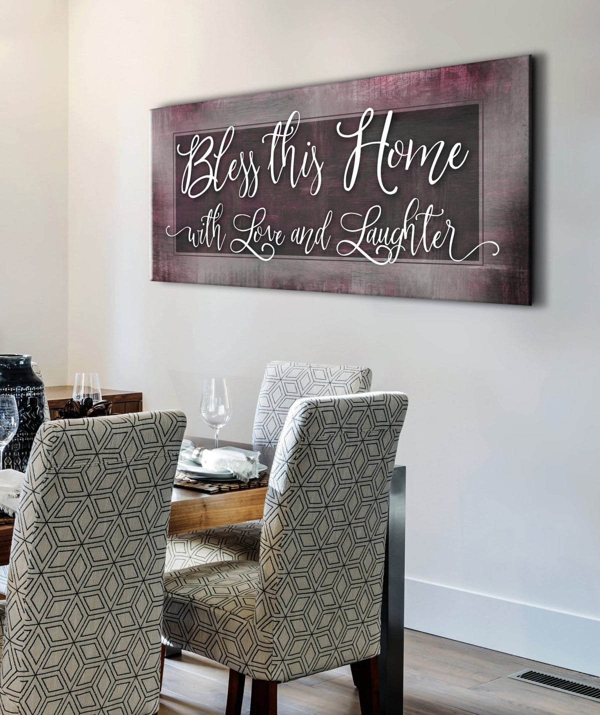 Christian Wall Art: Bless This Home With Love (Wood Frame Ready To Hang)