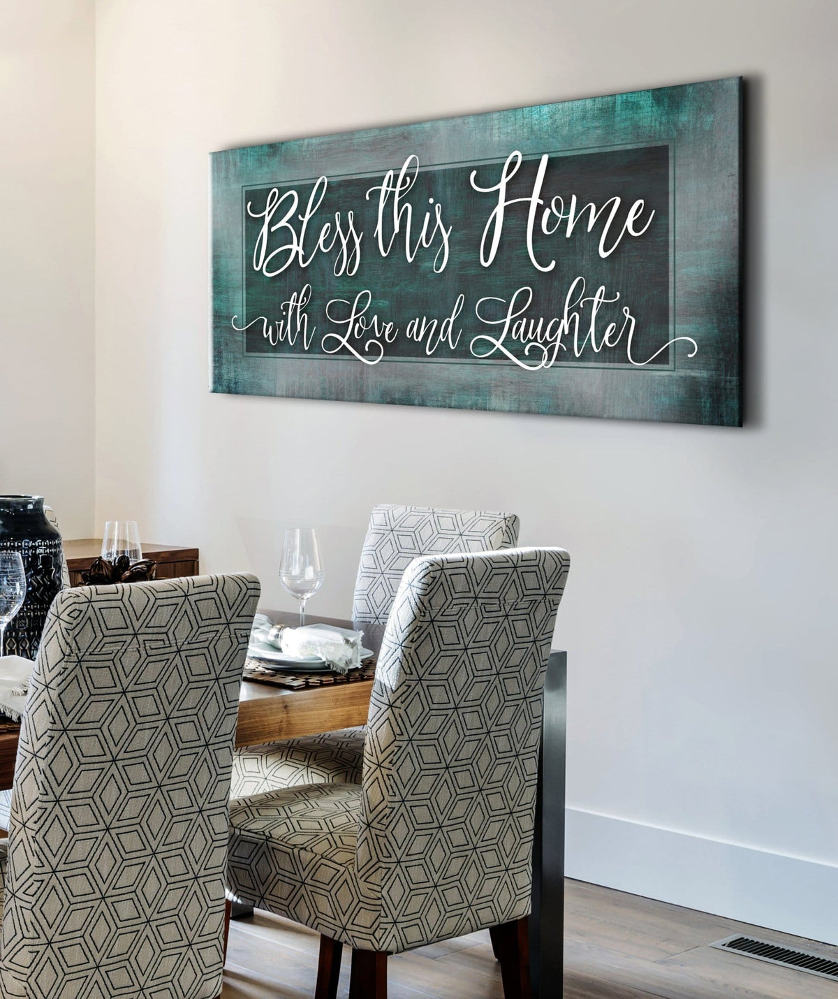 Christian Wall Art: Bless This Home With Love (Wood Frame Ready To Hang)