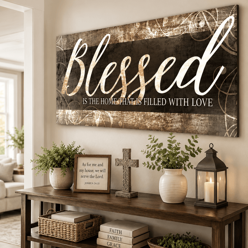 Christian Wall Art: Blessed Is The Home - Religious Housewarming Gift