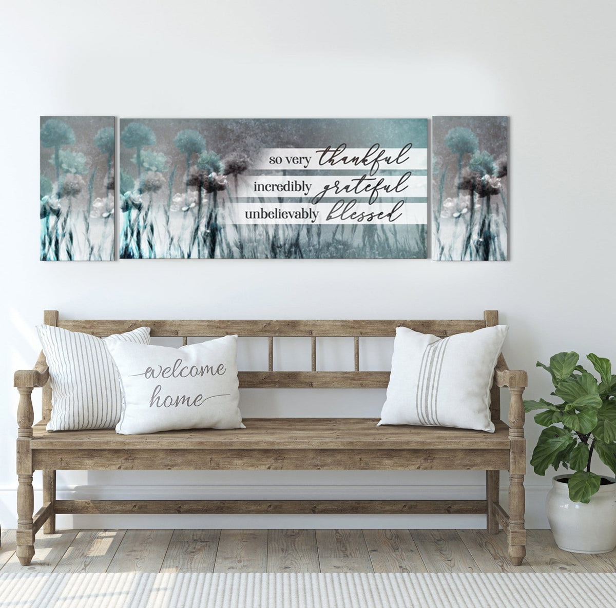 Christian Wall Art: So Very Thankful V21 (Wood Frame Ready To Hang)