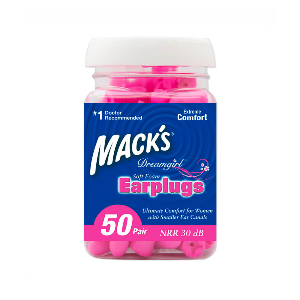 Macks Dreamgirl Soft Foam Ear Plugs (NRR 30 | Bottle of 50 Pairs)