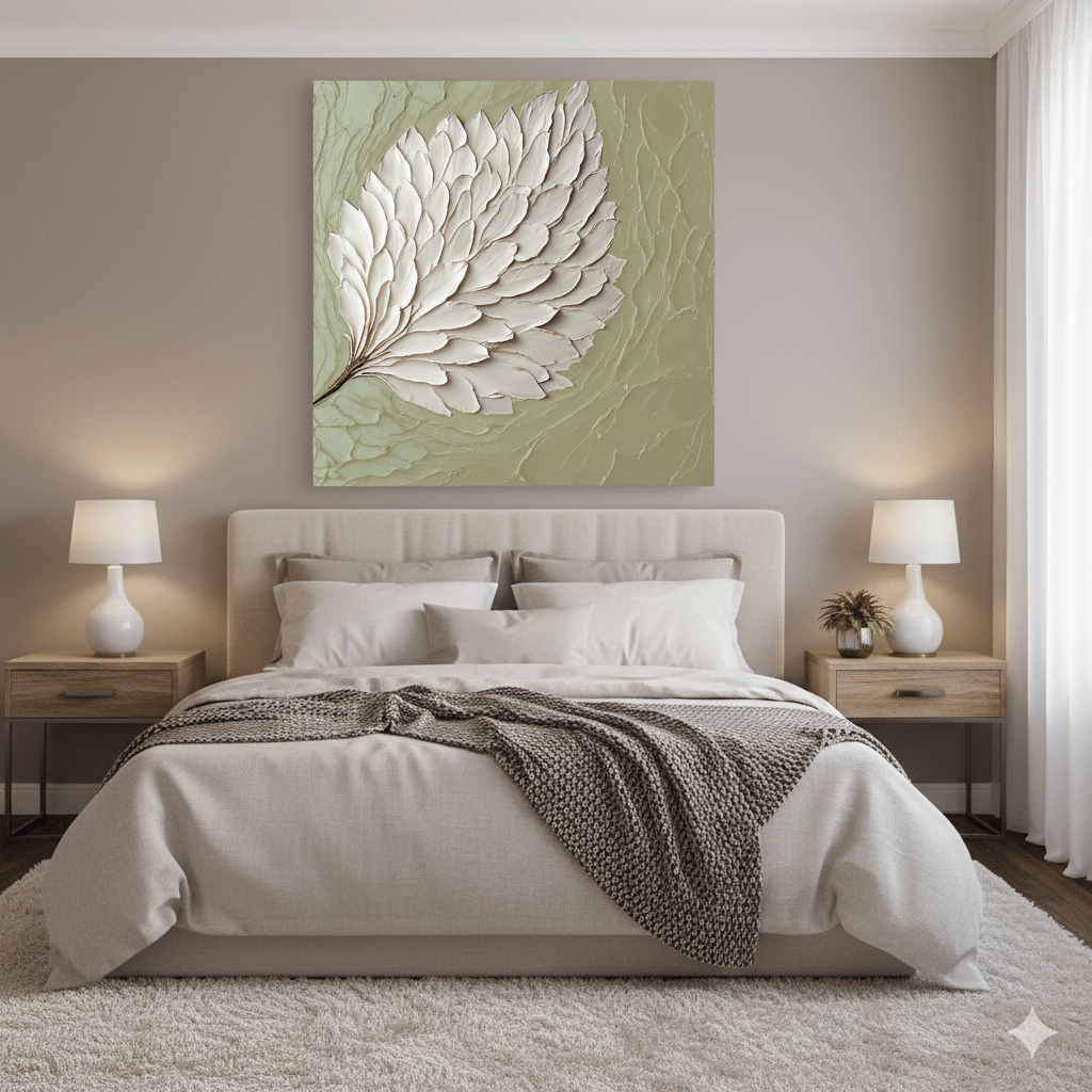 Elegant Leaf Wall Art – Large Modern Canvas for Home and Living Room Decor