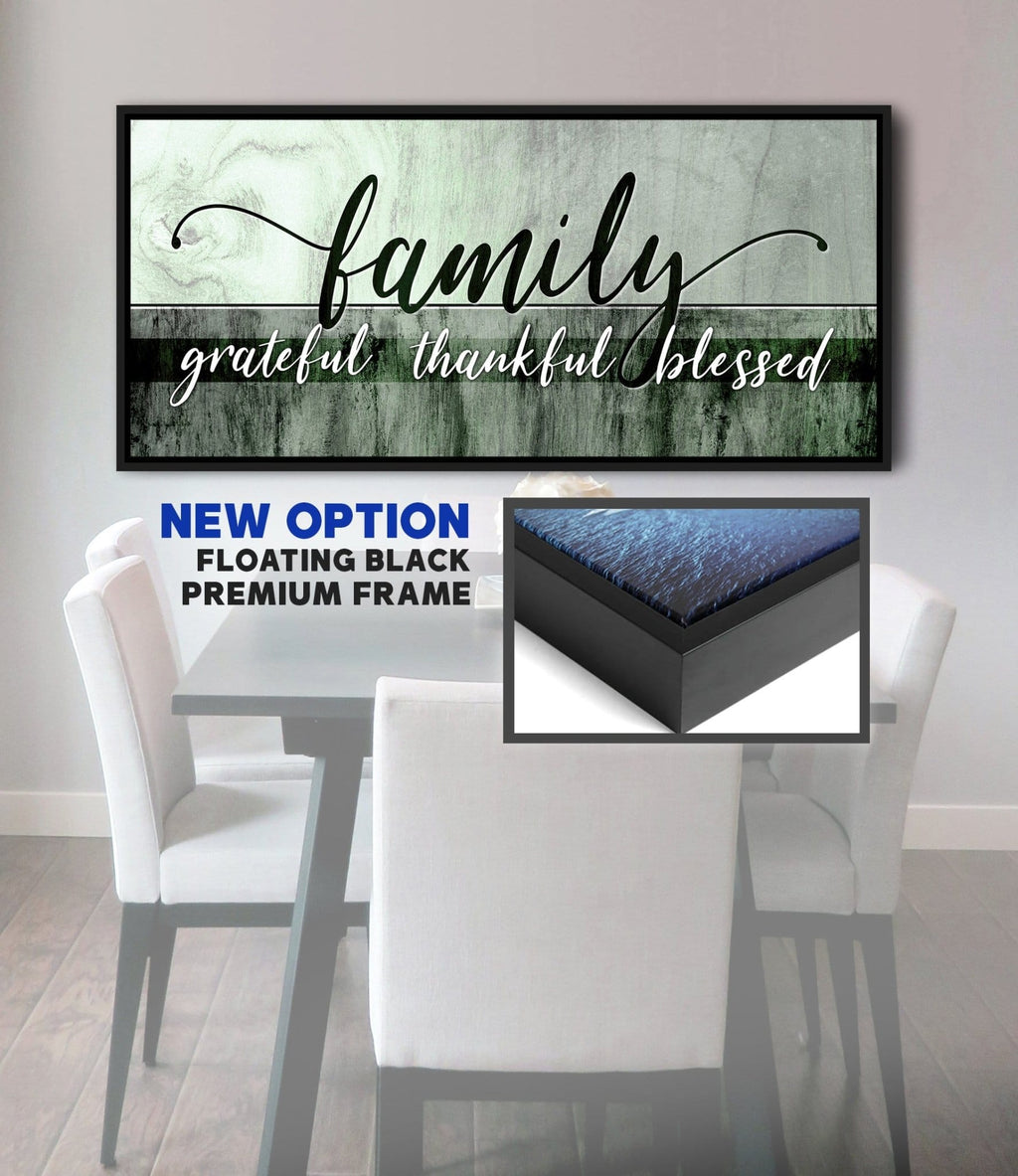 Family Wall Art: Family Grateful Thankful Blessed - Rustic Christian Canvas