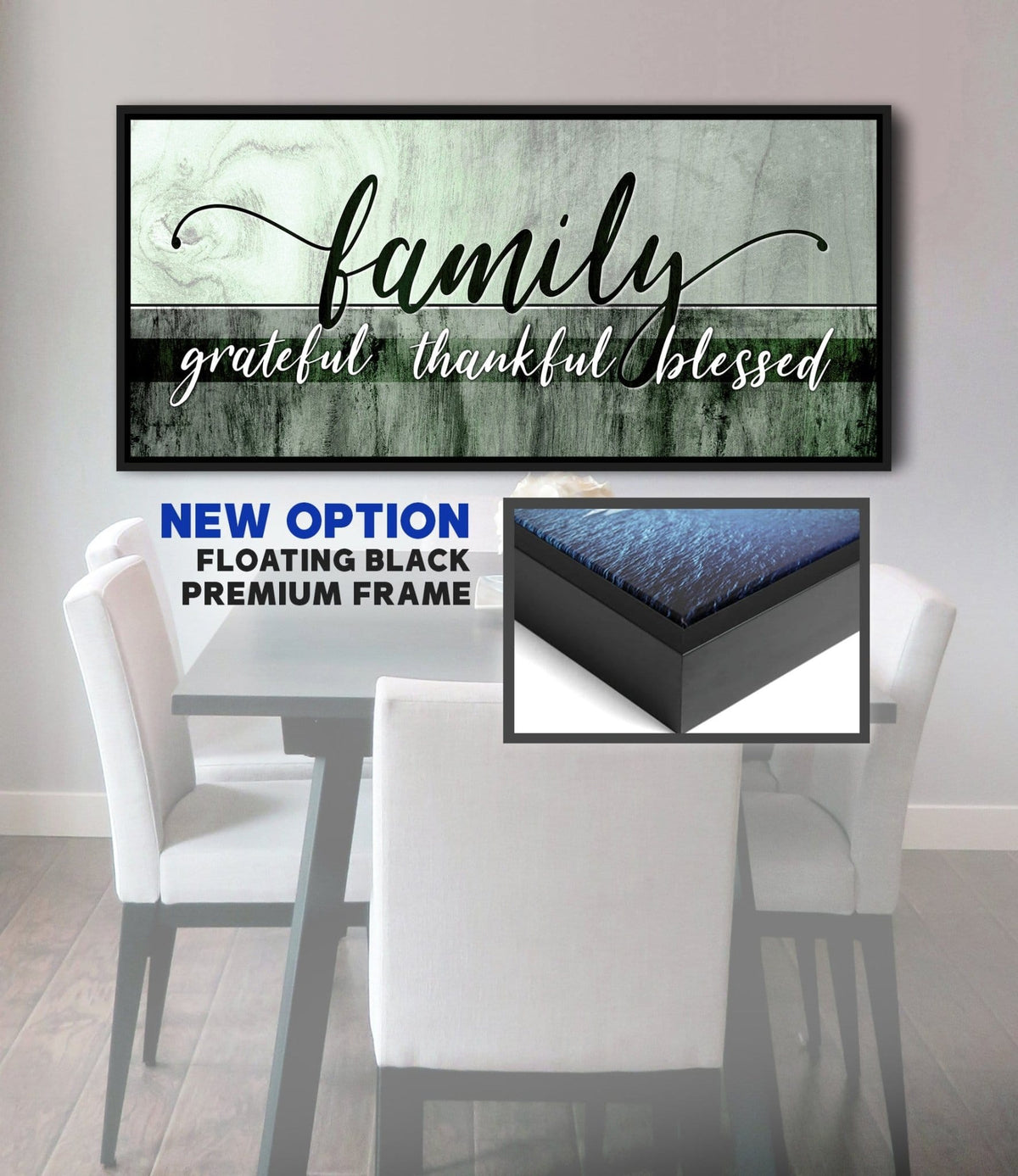 Family Wall Art: Family Grateful Thankful Blessed - Rustic Christian Canvas