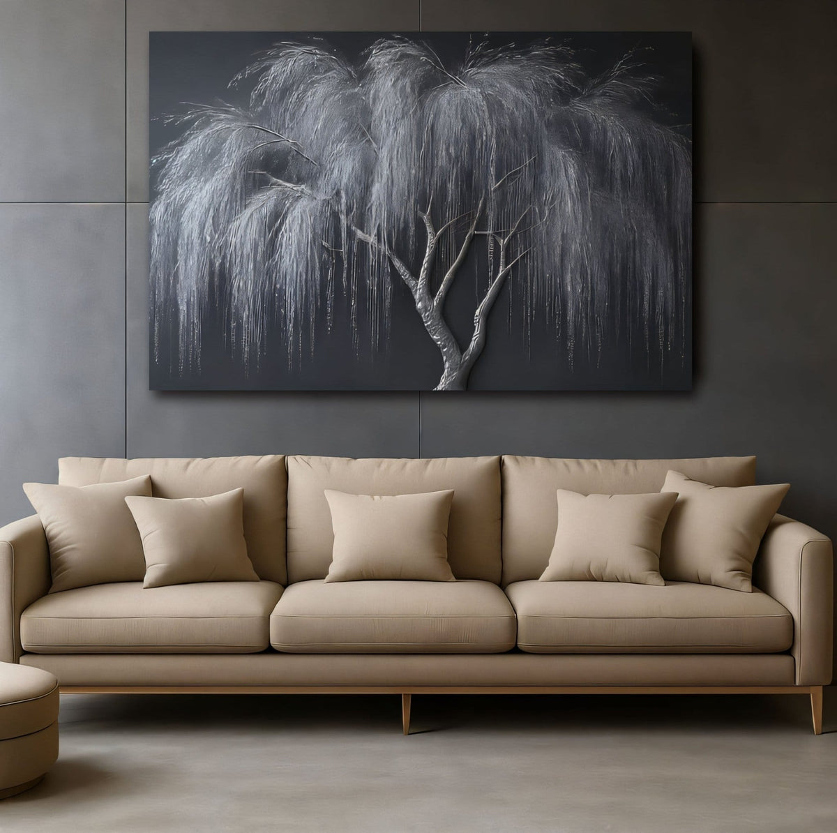 Golden Willow Grace Wall Art – Textured Look Canvas
