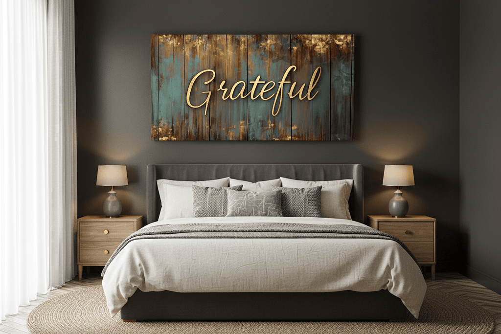 Grateful Wall Art – Inspirational Quote Canvas for Home and Living Room Decor