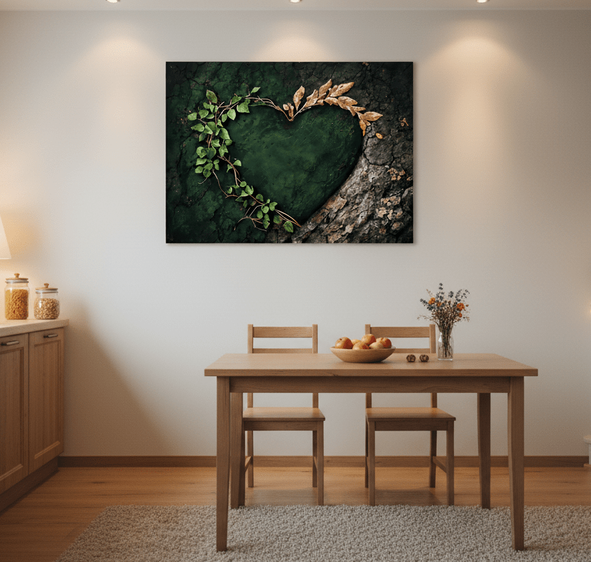 Forest Heart Wall Art Canvas – Nature Love Tree Artwork for Living Room & Bedroom Decor