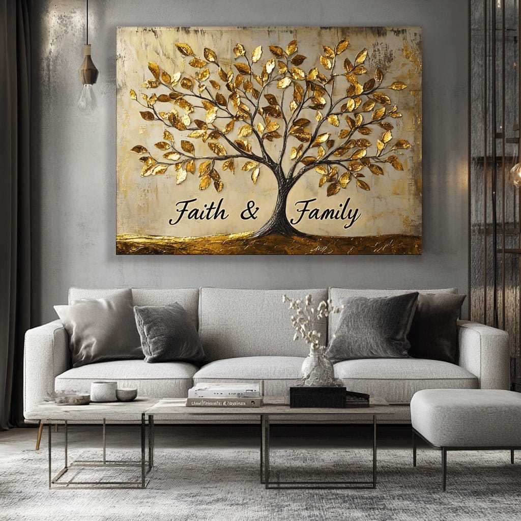 Home Wall Art: Golden Tree Faith and Family