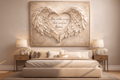 Love Is The Wings That Carry Us Home Wall Art - 3D Angel Wing Heart Canvas with Gold Leaf Texture