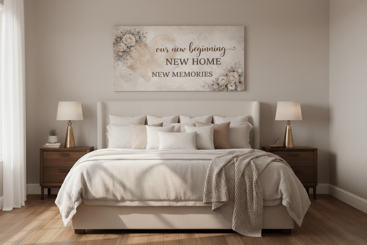Our New Beginning New Home Wall Art - Large Floral Heart Canvas for Living Room