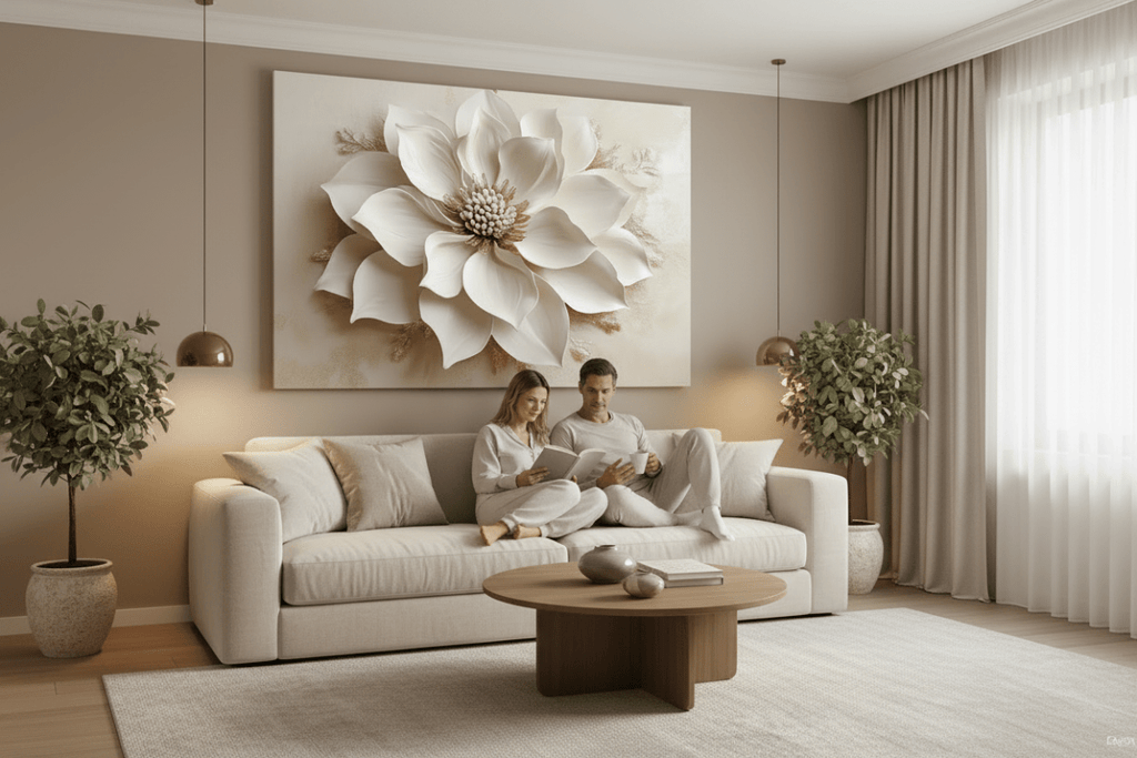 Oversized Blossom Canvas – Modern Floral Wall Art for Living Room and Home Décor