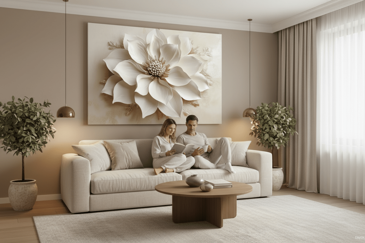 Oversized Blossom Canvas – Modern Floral Wall Art for Living Room and Home Décor