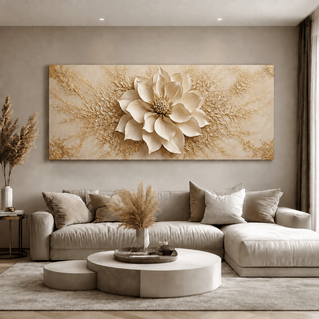 Oversized Blossom Canvas – Modern Floral Wall Art for Living Room and Home Décor