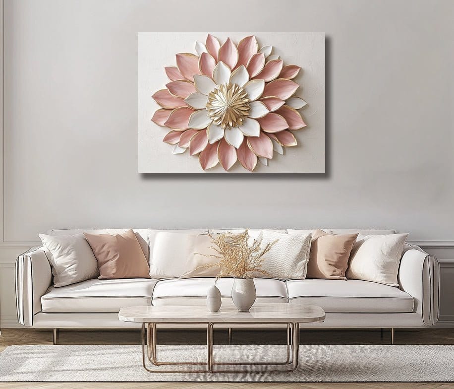 Petal Grace – Pink & White Floral Canvas Wall Art