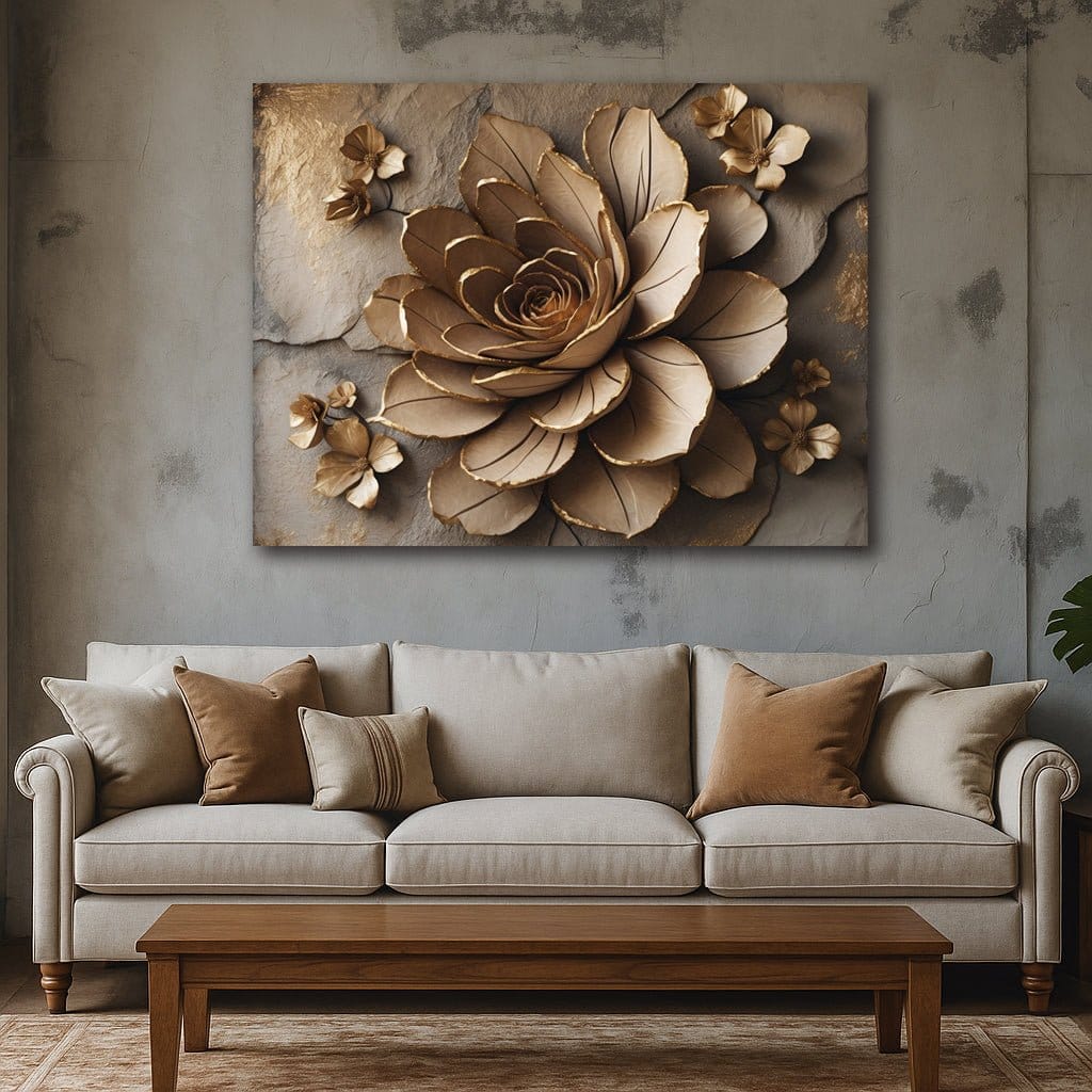 Rustic Bloom Essence Neutral Floral Canvas Print