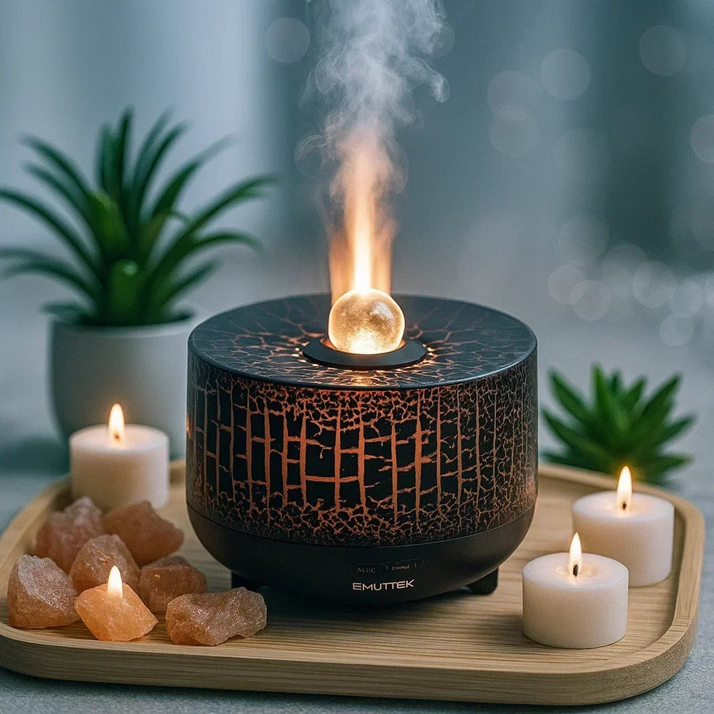 Crystal Ball Ultrasonic Humidifying Essential Oil Diffuser – 250ml, 9 LED Colors, Remote, 380 sq ft Coverage