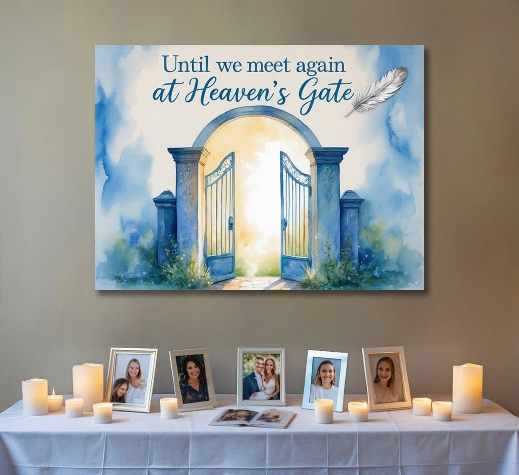 Until We Meet Again at Heaven’s Gate – Christian Memorial Wall Art Canvas