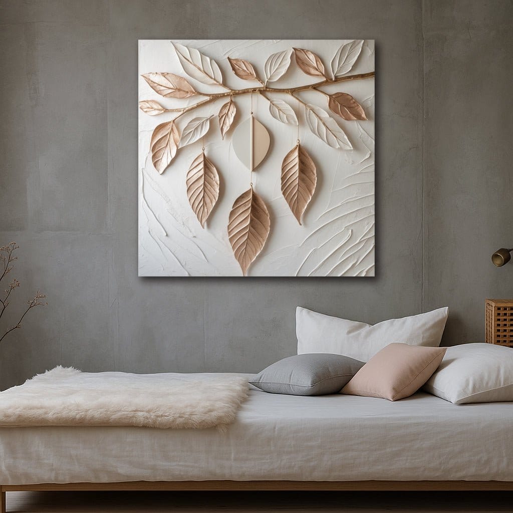 Whispers of Balance Modern Leaf Design Neutral Canvas Print
